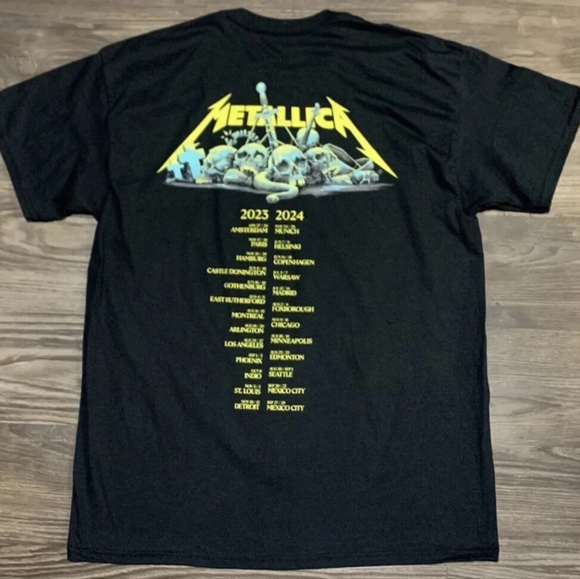 METALLICA M72 World Tour Broken Clock & Skull Concert Tour Dates T-Shirt Size L - Picture 2 of 7